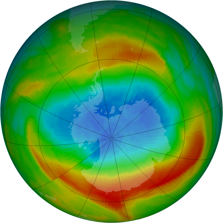 Antarctic ozone map for 09 October 1980